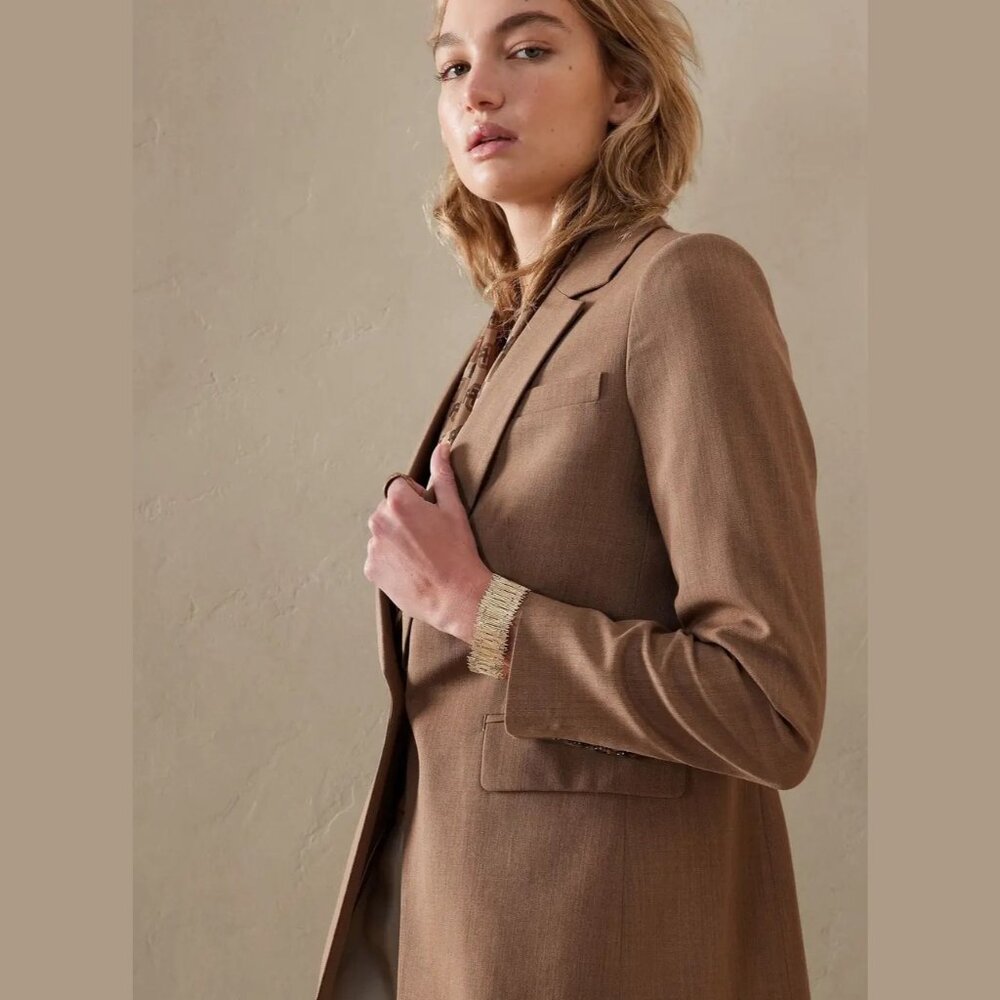 Banana Republic Siena Italian Wool Blazer Size 14 Brown